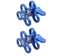 Tacdas 2X Pince à Boule 3 Trous Lampes de Plongée Bras Boule Papillon Clip Support de pour Action Caméra Lampe de Poche Trépied,Bleu