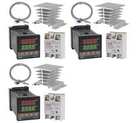 Tacdas 3X Régulateur de Température PID -C100 Kit de Thermostat Haute Tension 100ACV à 240ACV+Relais SSR 40D Sonde K