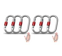Tacdas 6 Mousquetons de Sécurité Robustes, 25 KN, en Acier Inoxydable, pour Escalade, en Rappel, Hamacs, Chiens