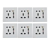 Tacdas 6X 2.1A Dual USB Wall Charger Socket Adapter Universial Power Outlet Wite Switch