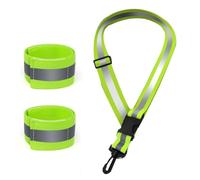 Tacdas Brassard Réfléchissant pour Marcher la Nuit Visibilité Élevée en Nylon Vert avec 2 Bracelets Réfléchissants