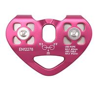 Tacdas Câble en Acier de Transport Biaxial de Poulie D'Escalade ExtéRieure DéVelopper la Poulie Double en Forme de CœUr Rouge