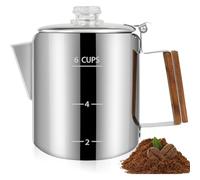 Tacdas Cafetière en Acier Inoxydable 304 de 6 Tasses avec Poignée, Cafetière à Utiliser sur la Cuisinière, Mocha 1000ml pour et Le Camping.