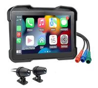 Tacdas Caméra de Tableau de Bord DVR pour Moto Portable 5 Pouces sans Fil CarPlay Android Auto Écran GPS Navigation Moniteur Étanche