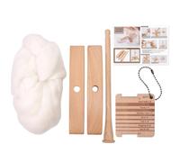 Tacdas Fuseau Turc en Bois Amovible en Forme de Croix - Kit de Filage à la Main avec Mèche de Laine de 50 G et Jauge de Fil