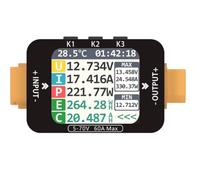 Tacdas Instrument de Mesure de Puissance -C1 5-70V 60A, Affichage Bidirectionnel de la Capacité Statistique, de la Tension et Du Courant pour Modèles D'Avions.