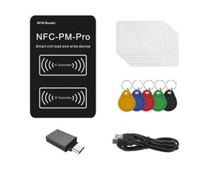 Tacdas Lecteur de Puce Intelligente RFID PM Pro Decoder + 5 Porte-Clés XUID + 5 Cartes CUID NFC Copieur de Clé 13,56 MHz 125 Khz Badge Write Token Clone