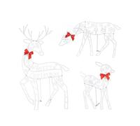 Tacdas Lot de 3 décorations de Noël faites à la main en forme de cerf et d'une lumière LED, renne pailleté lumineux, décoration de Noël pour la maison et l'extérieur