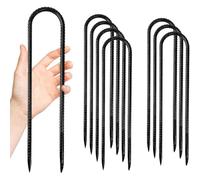 Tacdas Lot de 8 Piquets en Acier à Béton Armé de 30 cm (12 Pouces) avec Crochet en U Robuste, Résistants à la Rouille, pour Ancrer Tentes, Plantes, Clôtures et Trampolines. Réponse à la Demande des