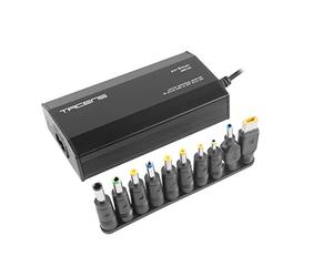 Tacens Anima ANBP100, Chargeur Universel Compact pour Ordinateur Portable, 10 Adaptateurs, 8 Voltages, Connecteur USB, 100W, Noir