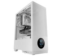 Tacens SAGITTA20, Boîtier PC ATX, Écran LED avec Températures en Temps réel, 3X Ventilateurs 120mm, Verre Trempé Latéral, Mesh Métallique Frontal Anti-poussière, CableHatch, USB-C, Blanc