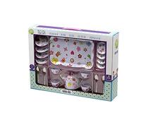 Tachan 78055519 Service à thé avec Plateau en Acier 19 pièces Rose