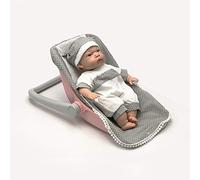 Tachan 781T00437 Poupée avec Corps Souple de 30 cm dans Une nacelle et Un Sac de bébé Gris Qui émet 12 Sons différents