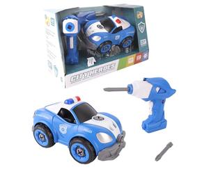 TACHAN CPA Toy Group 703T01024 - Véhicule de Police RC 22 pièces - Construction + Télécommande - Set pour Enfant à Monter, Jouer et Conduire - Jouet Stem