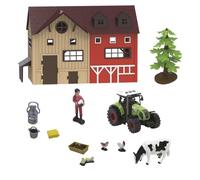 TACHAN - Grand Set de Ferme avec bâtiment Central et Tracteur - 12 pièces - Fermier et Animaux (CPA Toy Group 702T01049)