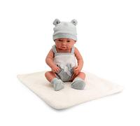 Tachan - Poupée bébé 40 cm, avec Habillage en Tricot Gris et Blanc, avec Couverture en Bordure, Physique réaliste, Membres articulés (CPA Toy Group Trading S.L. 788T00628)