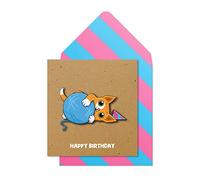 Tache Carte d'anniversaire faite à la main avec motif chat roux avec fil certifié FSC® avec enveloppe. Carte d'anniversaire pour lui, elle, homme, femme, épouse, mari, sœur, fille, maman ou papa.