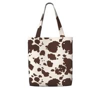 Taches brunes des vaches，Sacs d'épicerie réutilisables, sacs fourre-tout de grande capacité, sac à bandoulière en toile