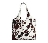 Taches brunes sur la peau de vache,Sacs fourre-tout réutilisables, sacs d'épicerie, sac à bandoulière en toile de grande capacité