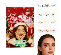 Taches de rousseur pailletées pour visage 4 Patchs Visage Noël Imperméables | stickers maquillage visage pailletés pour fête réunion extérieur cosplay trajet costume spectacle