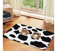 Taches de Vache,Tapis d'alimentation pour Animaux de Compagnie, Sets de Table en Cuir PU pour Chats et Chiens,30x45cm
