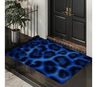 Taches du Léopard Paillasson Imprimé avec Envers en TPR Antidérapant Naturel, 90 x 150 cm pour Entrée Extérieure Intérieur Lavable en Machine Tapis, Bleu Saphir