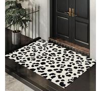 Taches Vache Laitière Tapis d'entrée, Style Minimaliste Antidérapant Paillasson Entrée Lavable - Blanc Laiteux Tapis de Porte Absorbant Et Durable pour Hall Salle de Bain, 45 x 75 cm