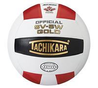 Tachikara SV5W Gold Competition Ballon de Volleyball en Cuir de qualité supérieure Rouge écarlate/Blanc/Noir