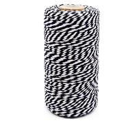 TACHIO 2mm Ficelle de Coton 100M Fil de Boulanger Fil de Liaison de Boulanger Fil d'artisanat Fil de décoration Idéal pour Jardin Images Plantes Artisanat Noir et Blanc