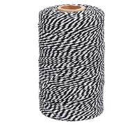 TACHIO 2mm Ficelle de Coton 200M Fil de Boulanger Fil de Liaison de Boulanger Fil d'artisanat Fil de décoration Idéal pour Jardin Images Plantes Artisanat Noir et Blanc