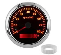 Tachomètre RPM 85 mm 08000rpm 7 couleurs rétroéclairage IP67 Type de pointeur étanche étanche Tacho Gauge pour bateau Marine RV 9v32v Universal Tachymètre (Noir)