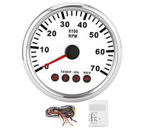Tachymètre de moto Aramox gaz Mph, jauge de tachymètre 0-7000 tr/min avec alarme de panne de moteur de température de pression d'huile pour bateau moto camion(Cadran blanc)