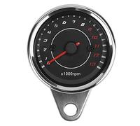 Tachymètre de moto, Motchical Motorcycle Speedometer Dual Odomètre Gauge, Motorcycle Backlight Tachomètre Moir de vitesse (Visage noir de la coquille d'argent)
