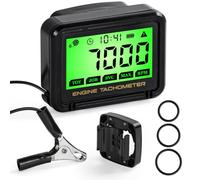 Tachymètre Numérique Compte Tour, Compteur de Tours LCD Haute Précision avec Induction Sans Fil (0-18.000 tr/min) pour Moto, Tondeuse, etc - Surveillance de Batterie, étanche et Fonctions D'entretien