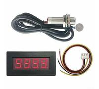 Tachymètre numérique LED 4 bits avec capteur de proximité Hall | Plage de 5 à 9999 tr/min | Mise à zéro automatique | Options d'affichage bleu/vert/rouge pour moteur industriel (rouge)