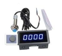 Tachymètre numérique LED RPM, affichage à 4 chiffres avec capteur de proximité Hall NPN, DC 8-24 V Jauge de vitesse du moteur pour usage industriel, vert