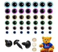 Tacitmeet 90 Pièces Yeux de Securite Amigurumi, 10-20mm Yeux Crochet et Nez de Sécurité en Plastique avec Rondelles, Yeux de Sécurité pour DIY Poupée d'animaux en Peluche et Marionnettes Artisanat