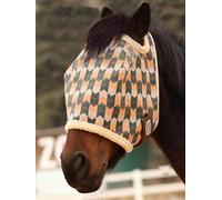 Tackmore Masque anti-mouches en maille imprimée avec rembourrage en polaire - Design respirant anti-frottement, protection UV, ajustement réglable pour la participation et le pâturage - Vagues vert