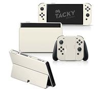 Tacky Design Lot d'autocollants classiques de couleur unie pour Nintendo Switch OLED - Vinyle 3M Nintendo Switch OLED - Couleur simple pour console, dock, film Joy Con Wrap - Crème