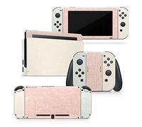 Tacky Design Skin rétro pastel compatible avec Nintendo Switch - Autocollants en vinyle de qualité supérieure avec texture de tissu 3M - Skin pour console d'accueil, Joy-Con - Autocollant complet
