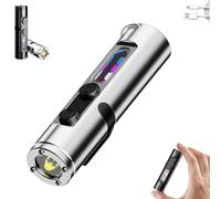 Taclite Mini - The Ultimate Everyday Micro Tool, lampe de poche tactique LED magnétique rechargeable super lumineuse avec clip pour chapeau, haute luminosité, Lampe torche étanche de poche (Argent)