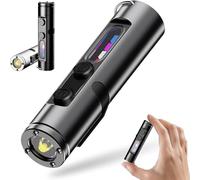 Taclite Mini - The Ultimate Everyday Micro Tool, Lampe de poche tactique magnétique LED rechargeable super brillante avec clip de chapeau, 9 modes mini lampe de poche étanches pour extérieur (noir)