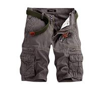 tacniseyw Short cargo pour homme à séchage rapide - Léger - Pour la marche, la randonnée, la pêche, le cyclisme, le safari - Avec plusieurs poches - Avec boucle de ceinture et patte de boutonnage