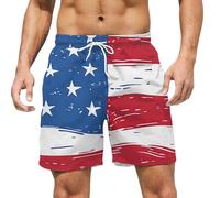 tacniseyw Short de bain de plage pour homme - Imprimé drapeau américain - Taille élastique - Pantalon chino décontracté - Coupe régulière - Léger - Vacances - Touring - Confortable - Respirant - Avec