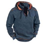 tacniseyw Sweat à capuche en polaire pour homme avec fermeture éclair quart de long, veste unie, pull à capuche uni, coupe ample, sweat-shirt de sport décontracté, col montant avec poches, bleu, S