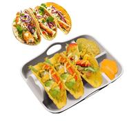 Taco Holder Plate - 9.92inh Taco Stand Tray, Reusable Serving Tray, Tacoo Stand Serving Trray With Dividers | Reusable Bar Serviing Plates With Dipping Sides Party Supplies For Picnic Camping I