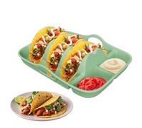 Taco Plates, 9.92inch Silicone Taco Shells Holder Tray for Home, Compact Kitchen Gadgets with Dividers, Reusable Serving Plates for Bar Snacks Picnic, Camping, Barbecue