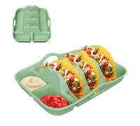 Taco Plates With Dividers - Silicone Taco Shell Holder, Reusable Serving Plate With Dip Compartments, Non-Slip Tacos Holders Tray For Home Kitchen BBQ Picnic Camping Party Supplies