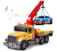 Tacobear Big Rescue - Camion naufrageur - Cadeau pour garçons de 3, 4, 5, 6, 7, 8 ans avec voiture de course - Camion de remorquage alimenté par friction à l'échelle 1/16 avec lumières et sons - Jouet