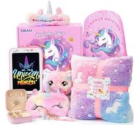 Tacobear Cadeau Licorne Fille 4 5 6 7 8 9 10 Ans Couverture Lumineuse Sac à Dos à Cordon Tablette d'écriture LCD Collier Masque de Nuit Jouet Licorne Anniversaire Cadeau Fille